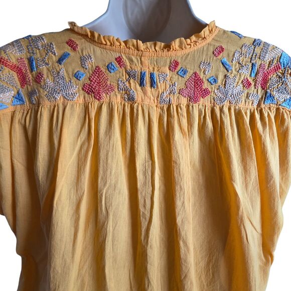Johnny Was Biya Sleeveless Embroidered Tunic M Yellow Boho - Picture 6 of 12